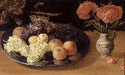 Jacob van Es Still-Life of Grapes, Plums and Apples oil painting artist